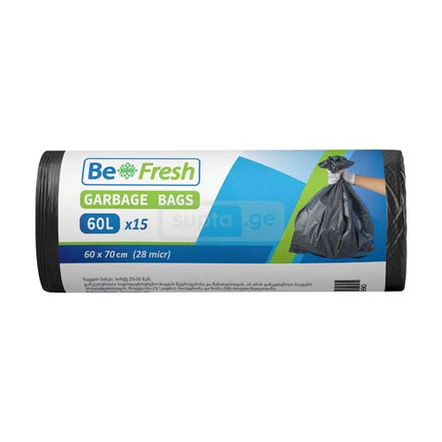 BE FRESH Garbage Bag with Rope 60*70cm 60L 15pcs